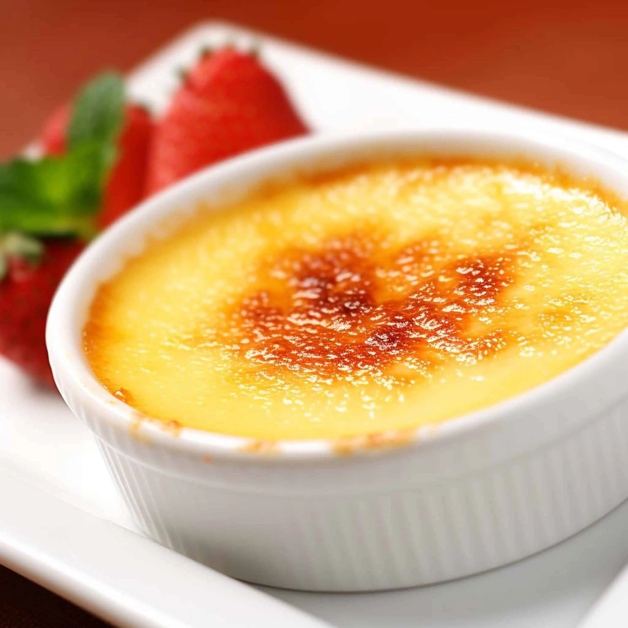 Golden caramelized crab brulee served in a ramekin