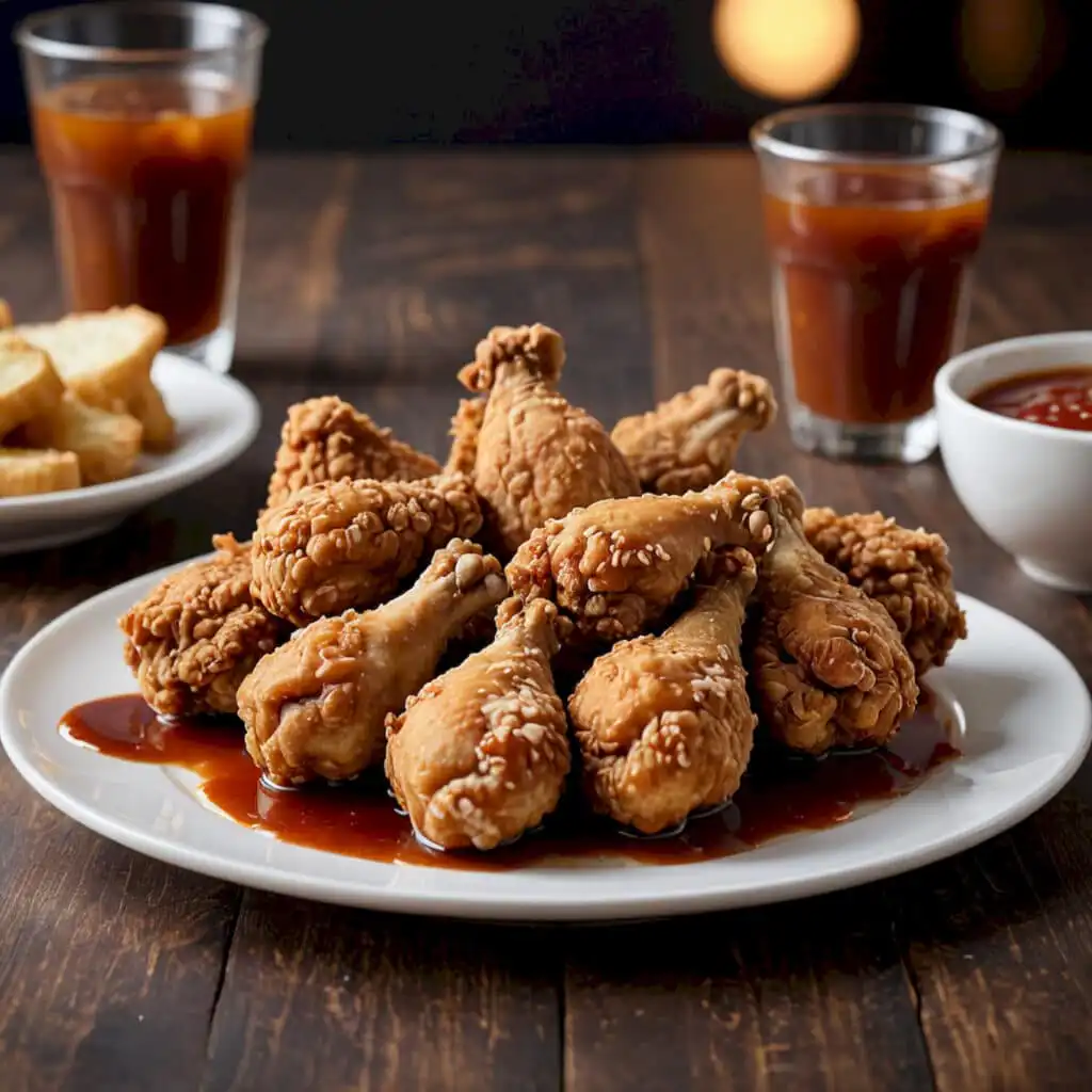 Image of perfectly cooked chicken bites with a juicy interior, showing clear juices and a firm texture.