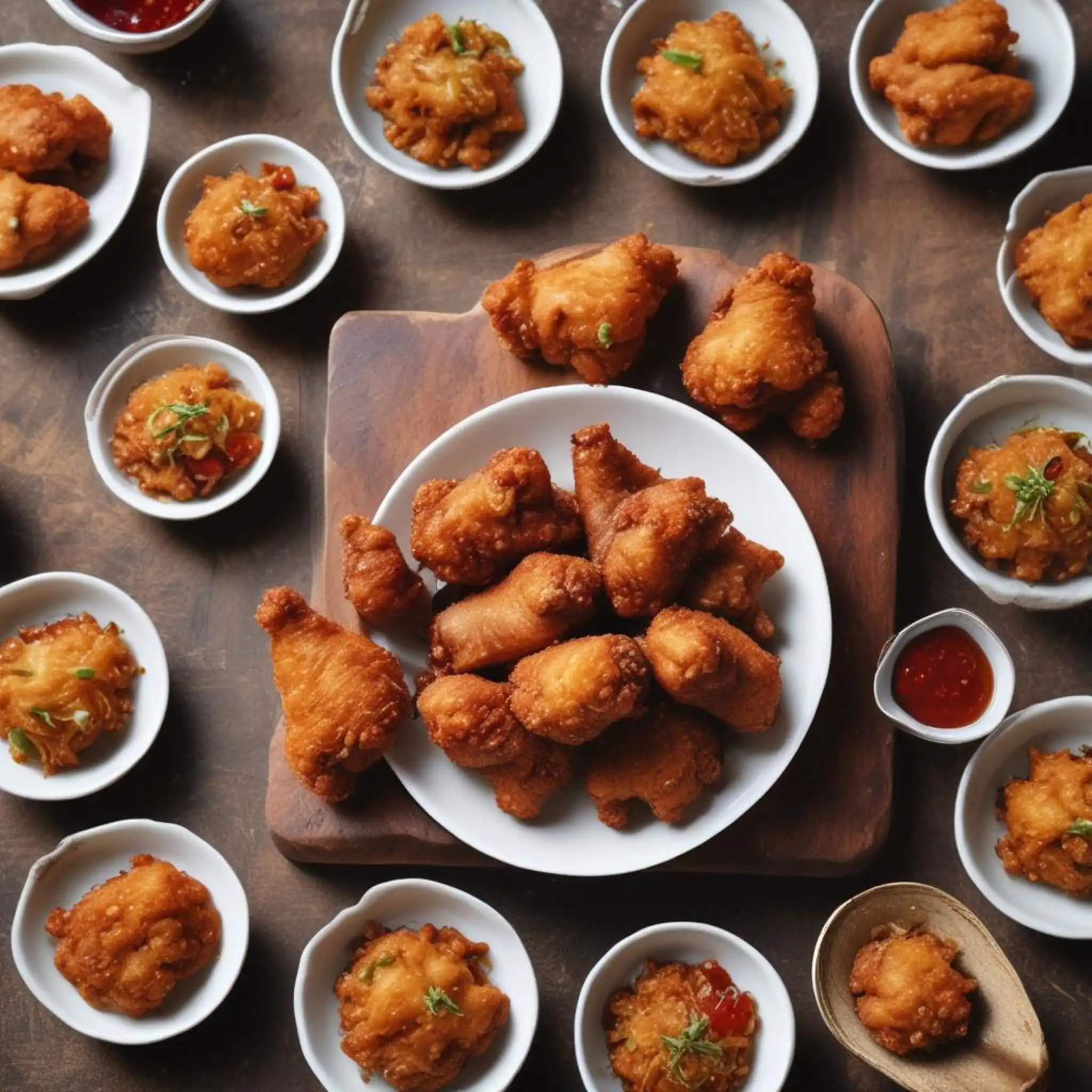 A plate of crispy chicken bites served with dipping sauce