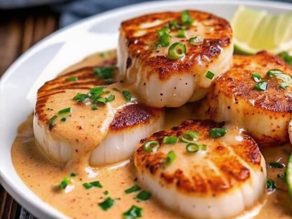 SEARED SCALLOPS WITH SPICY CAJUN CREAM SAUCE