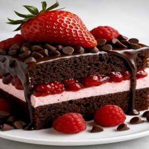 Tarta de Chocolate con Crema de Fresa y Frutos Rojos