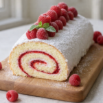 gâteau roulé vanille framboise