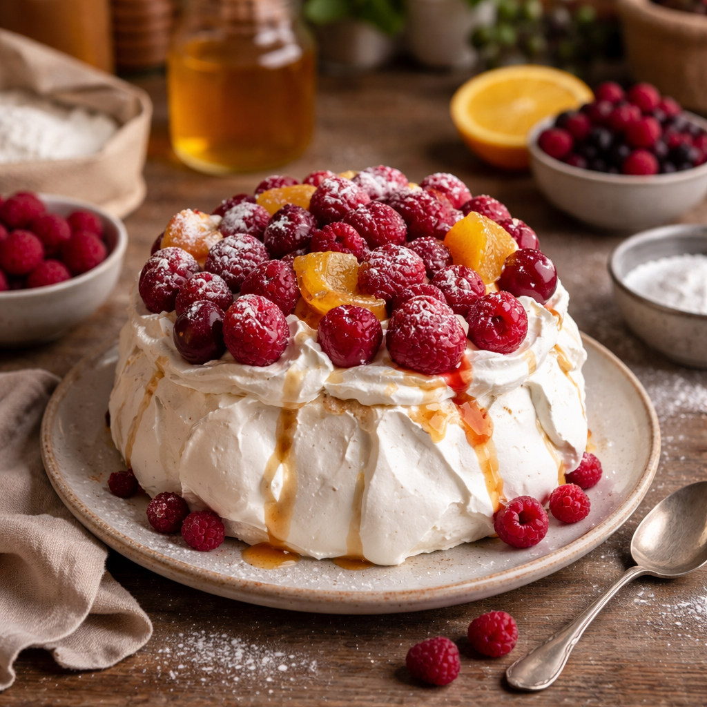 Pavlova nuage aux fruits rouges