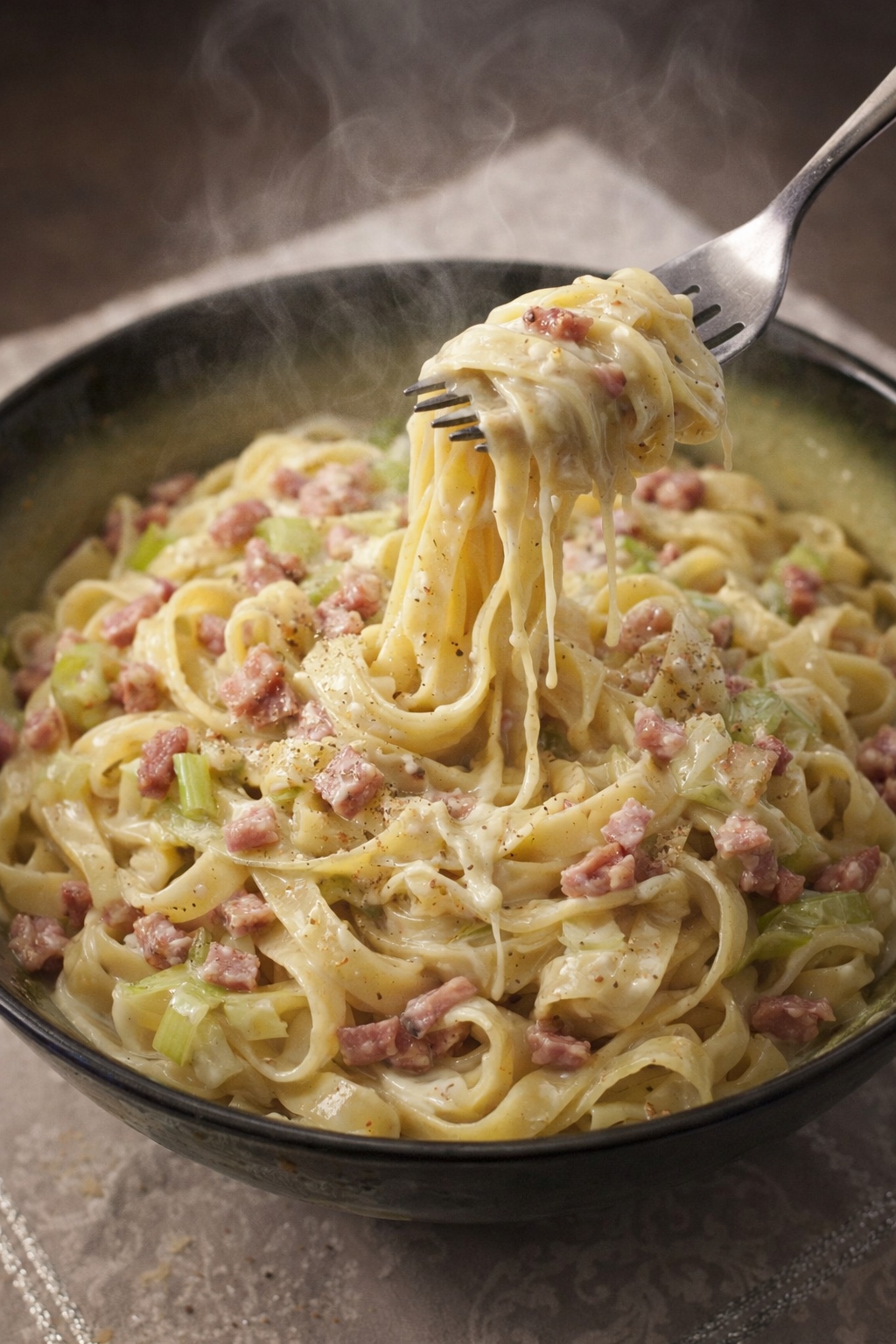 Tagliatelles à la Crème de Poireaux