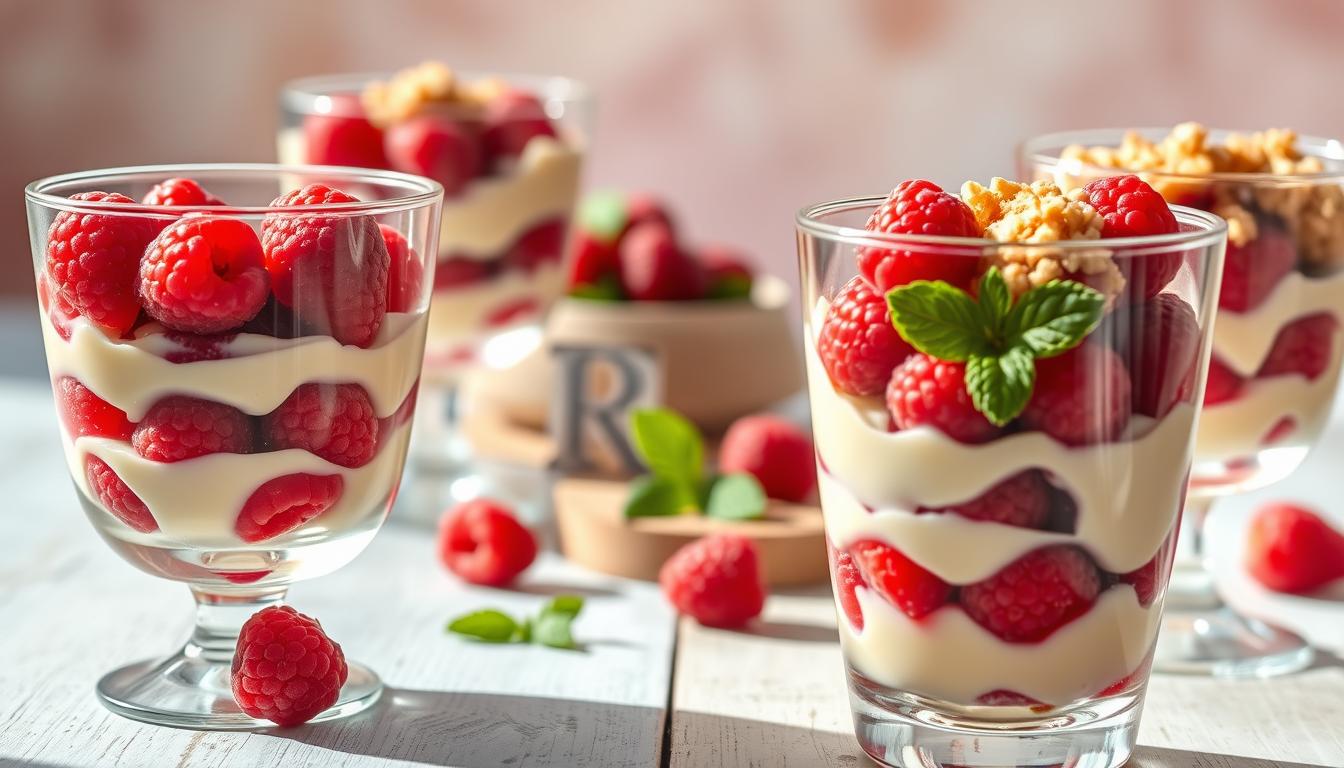 Verrines gourmandes aux framboises & crème vanille