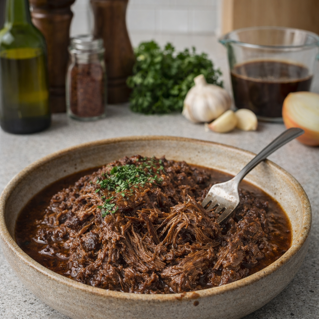 Bœuf Effiloché Fondant à la Bière Blonde
