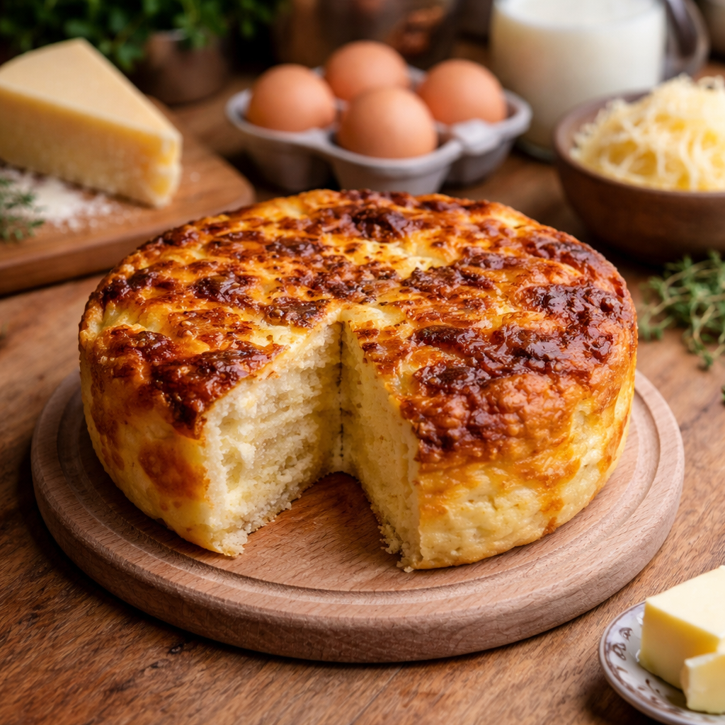 Gâteau fondant au fromage à raclette et lard fumé