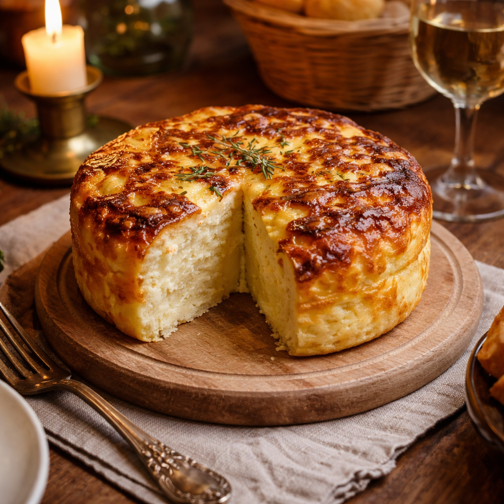 Gâteau fondant au fromage à raclette et lard fumé