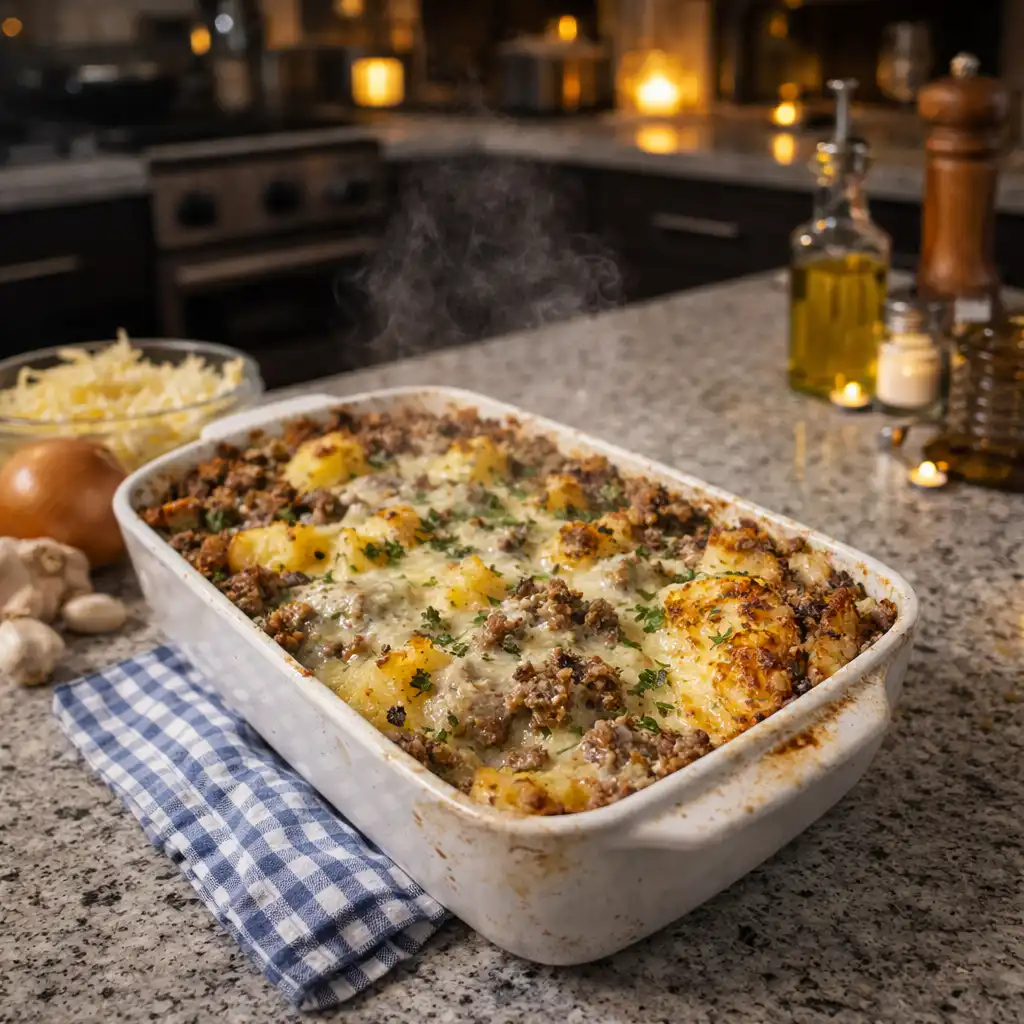 Casserole crémeuse de bœuf haché et pommes de terre