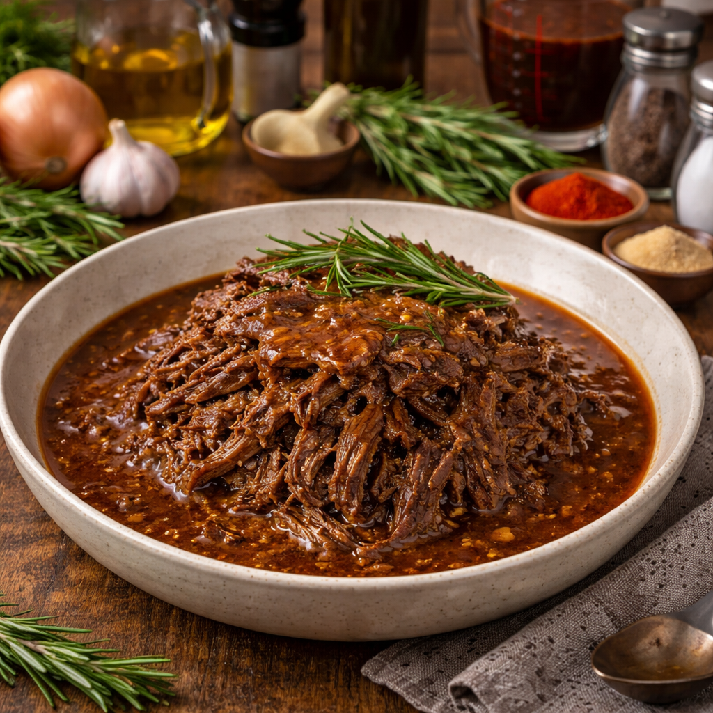 Effiloché de bœuf braisé fondant