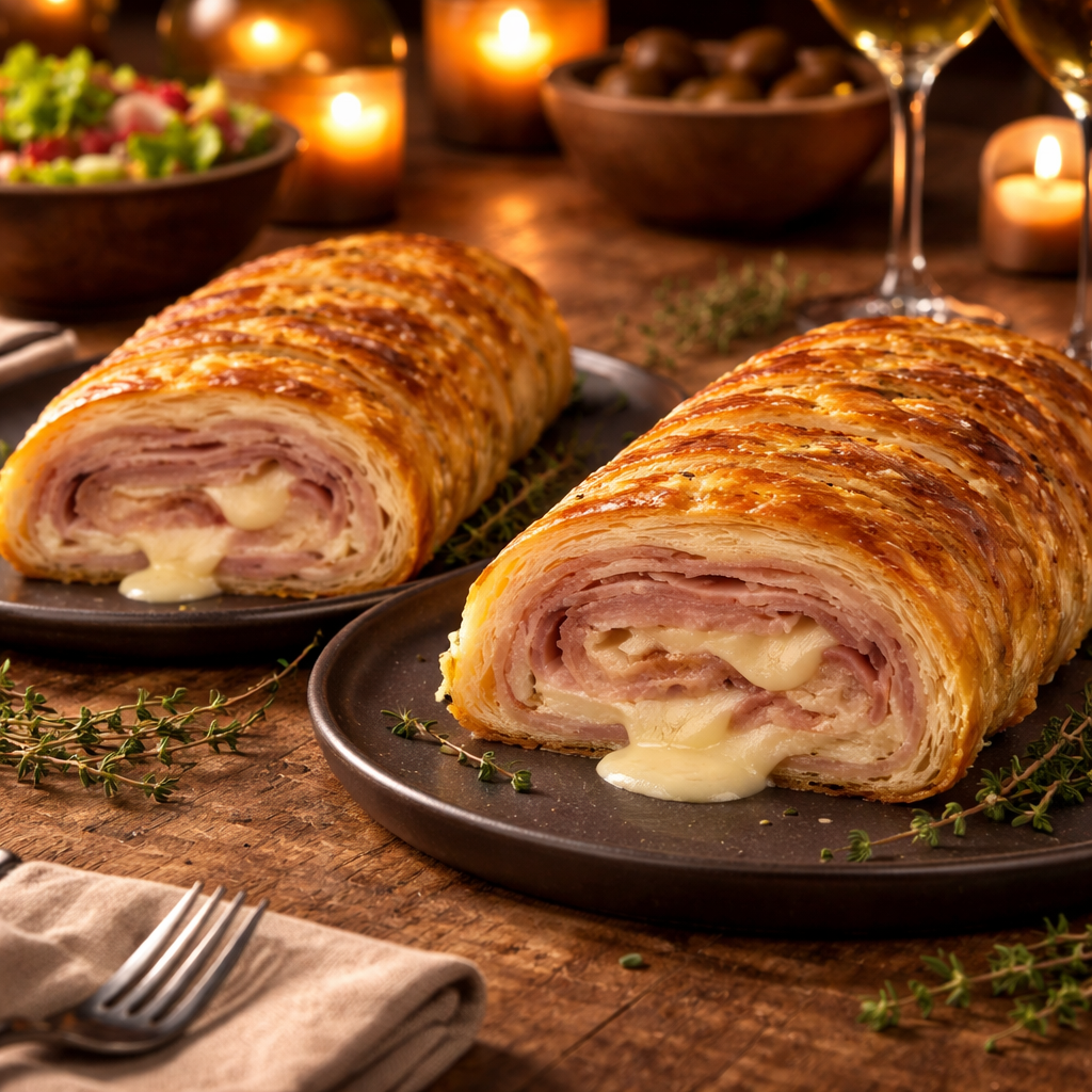 Roulé Feuilleté Tressé Jambon Fromage