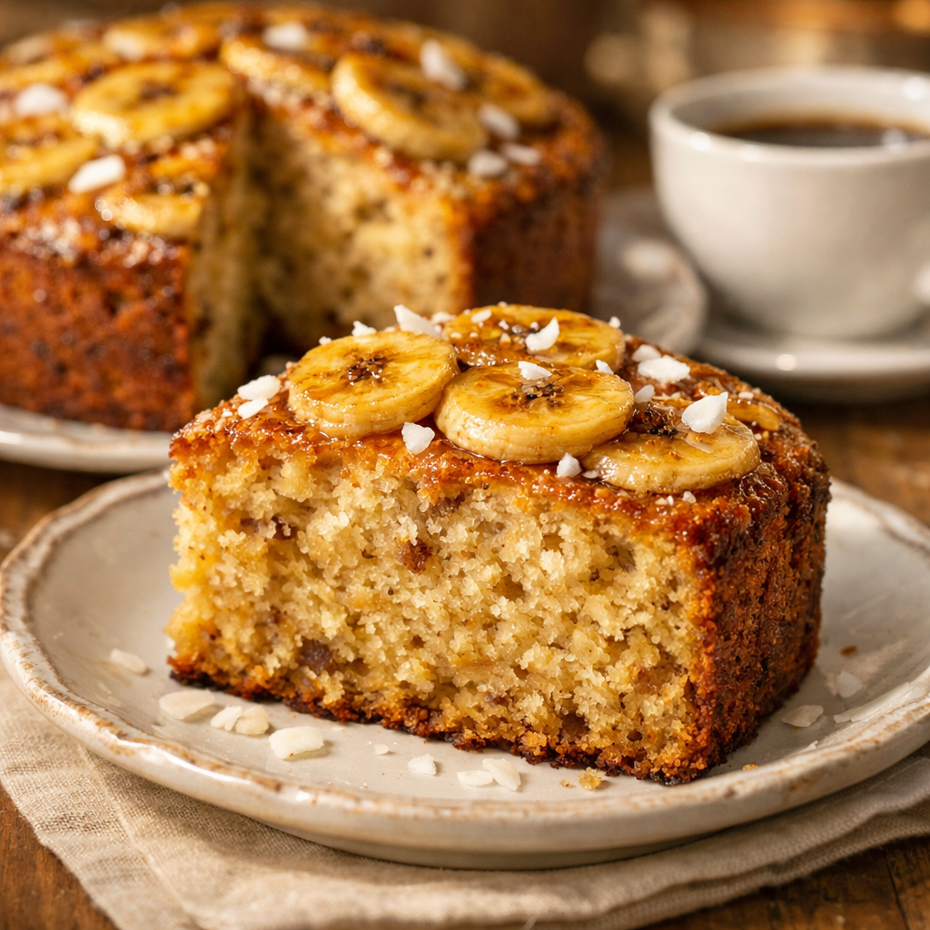 Gâteau fondant bananes et noix de coco