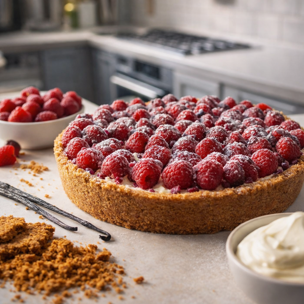 Tarte sans Cuisson aux Framboises et Spéculoos