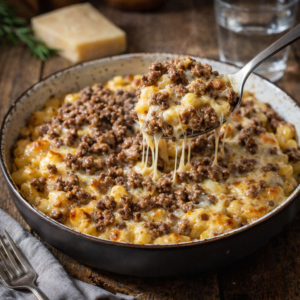 Gratin de Coquillettes à la Raclette et Viande Hachée