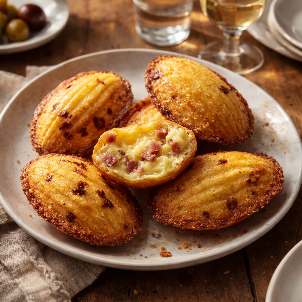 Madeleines au reblochon et bacon