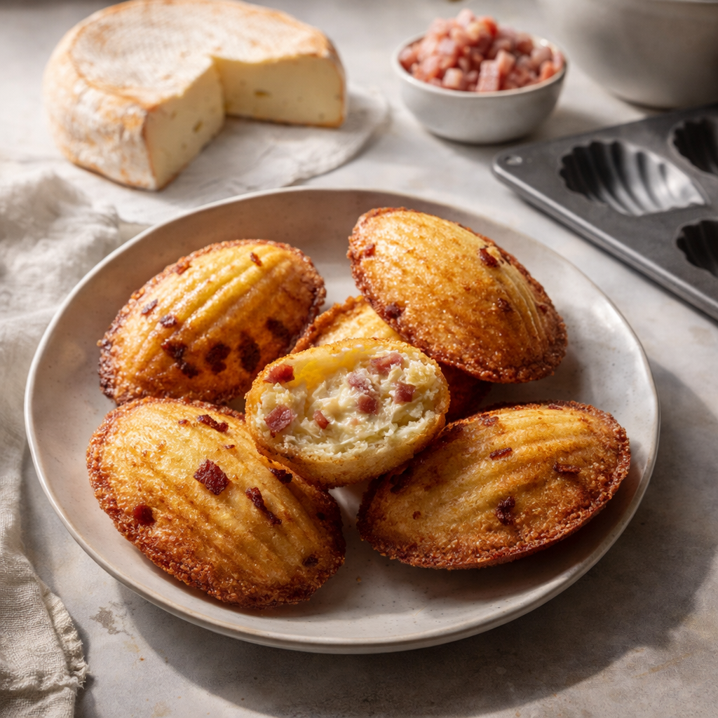 Madeleines au reblochon et bacon