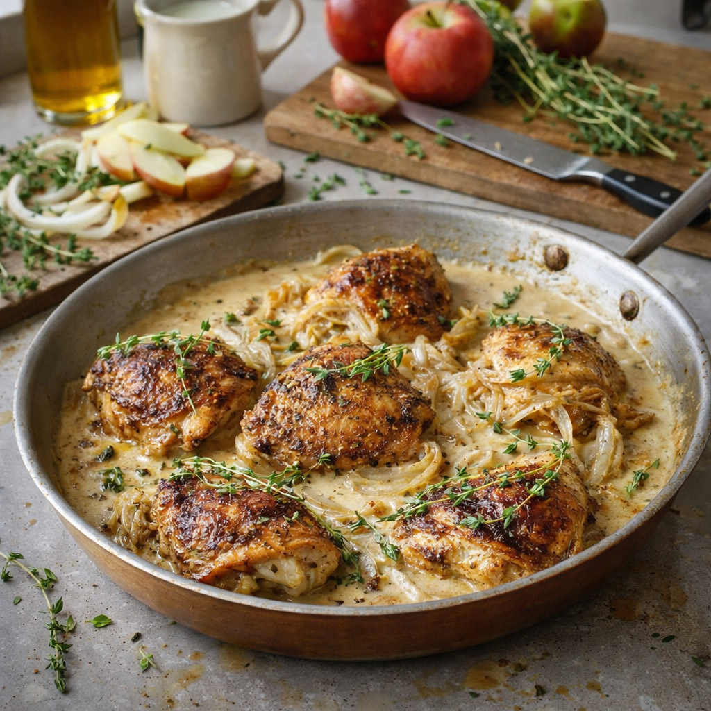 Poulet fermier à la normande