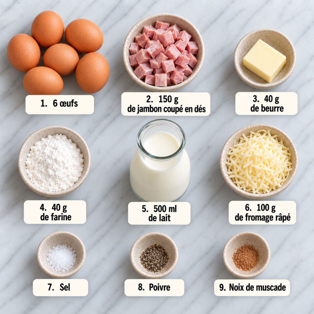 Gratin d’Œufs Durs au Jambon et à la Béchamel