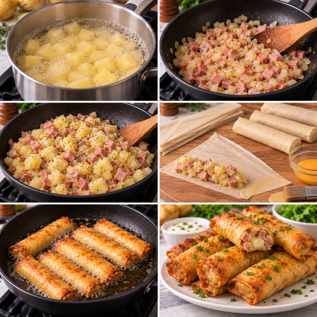 Cigares Croustillants au Jambon et Pommes de Terre
