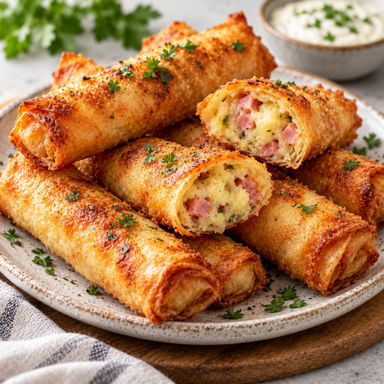 Cigares Croustillants au Jambon et Pommes de Terre