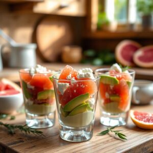 Verrines avocat pamplemousse au chèvre