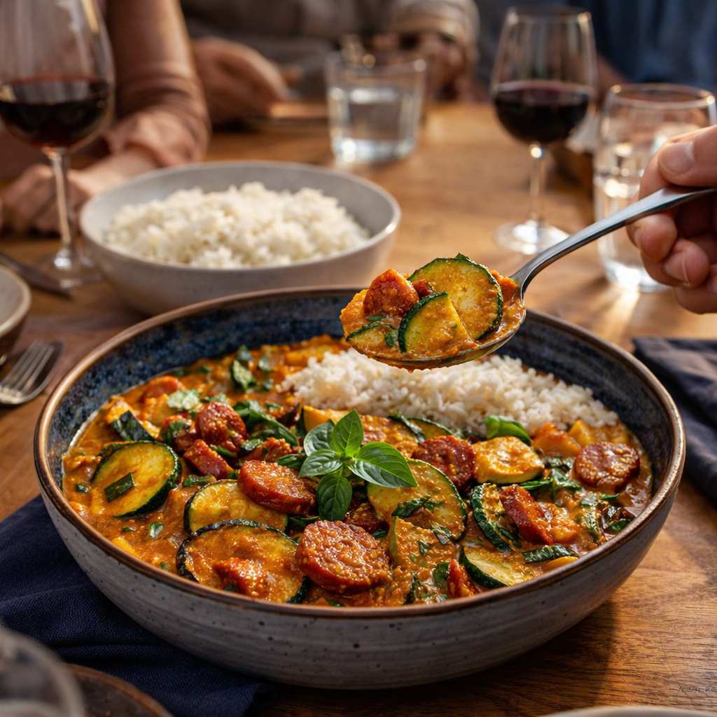 Curry de Courgettes au Chorizo et Lait de Coco