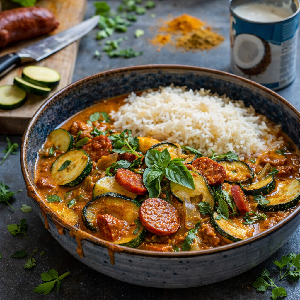 Curry de Courgettes au Chorizo et Lait de Coco