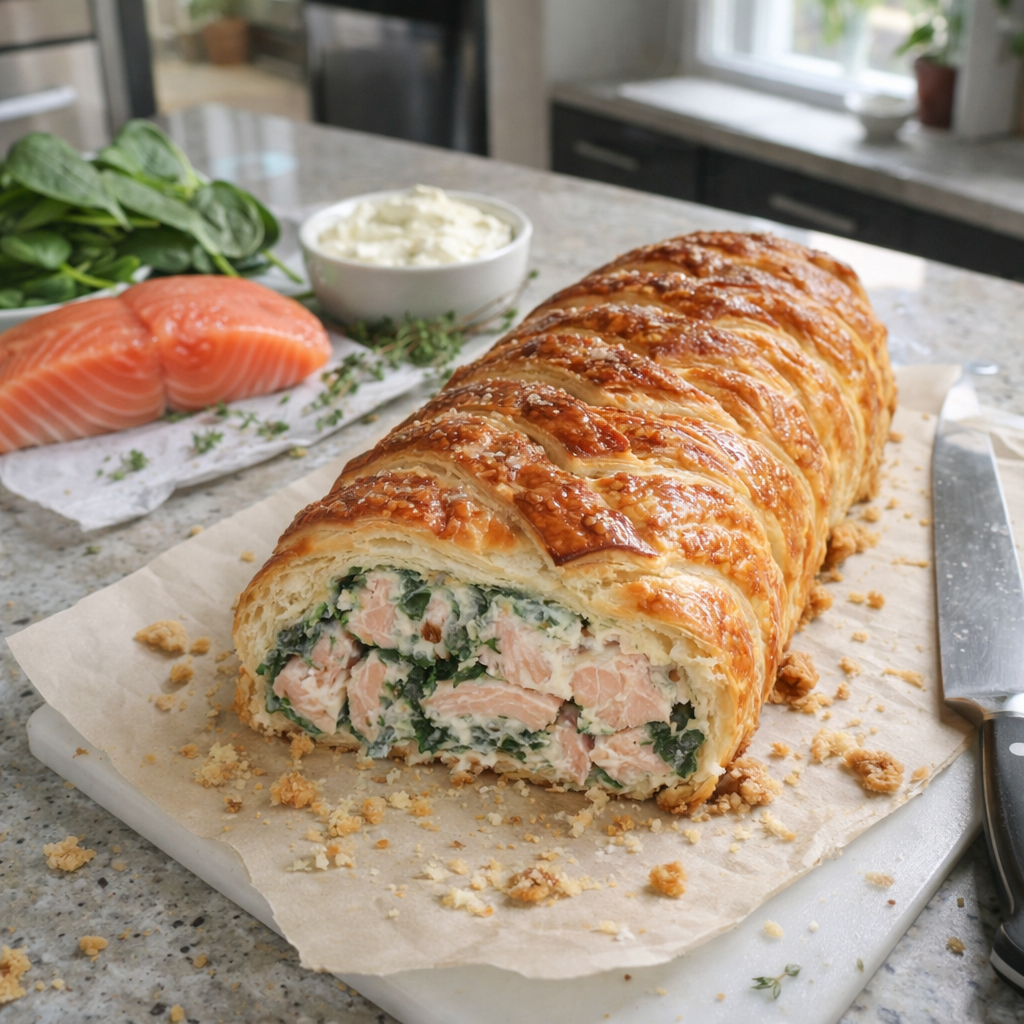 Saumon en croûte feuilletée façon Wellington