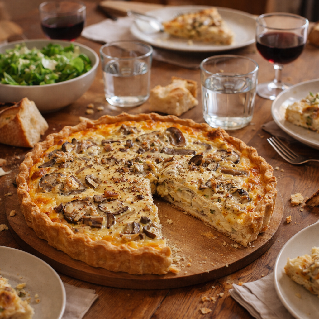 Quiche au Poulet, Champignons et Fromage