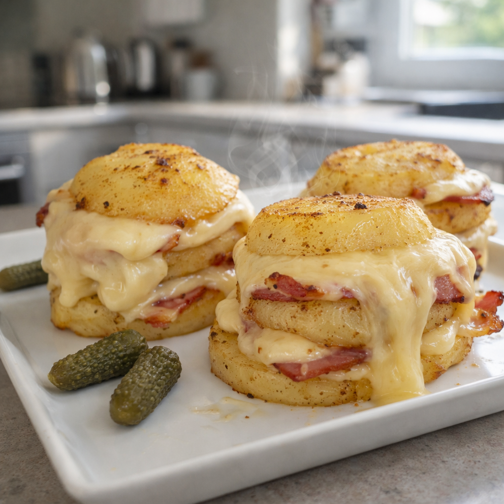 Pommes de Terre au Four au Fromage à Raclette et Lard Fumé
