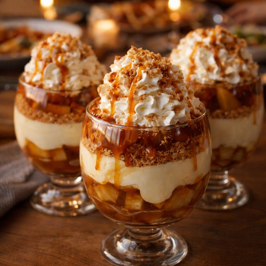 Verrines Pommes Caramel Chantilly