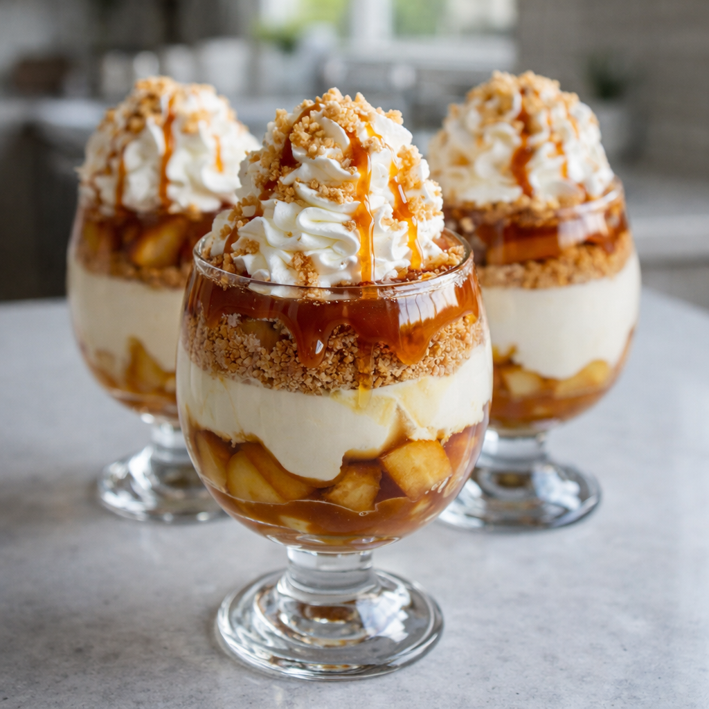 Verrines Pommes Caramel Chantilly