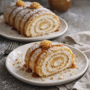 Roulé Vanille à la Crème & Caramel Beurre Salé