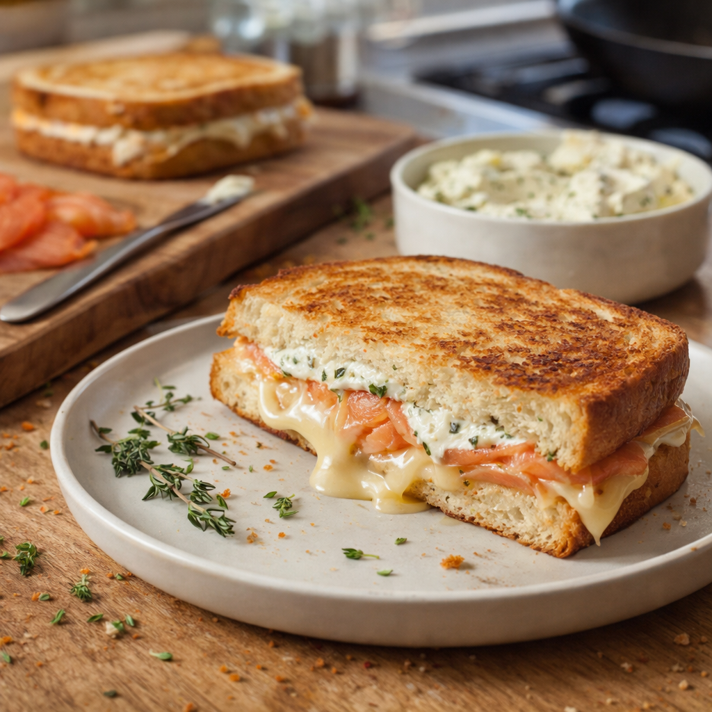 Croque au saumon fumé et Boursin