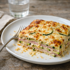Lasagnes de courgettes au jambon cuit et fromage