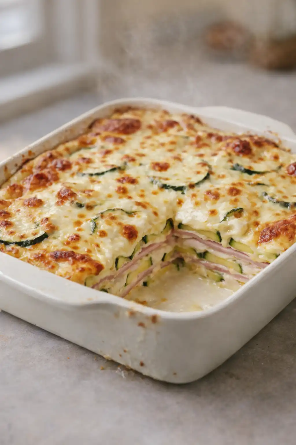 Lasagnes de courgettes au jambon cuit et fromage
