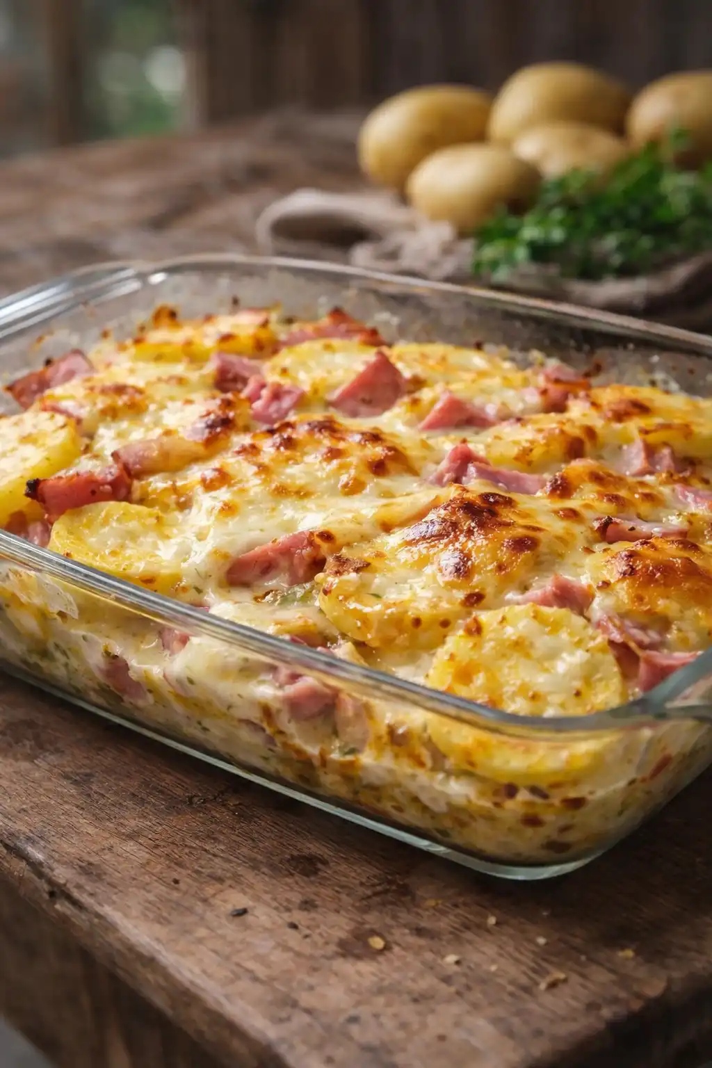 Gratin de pommes de terre au jambon