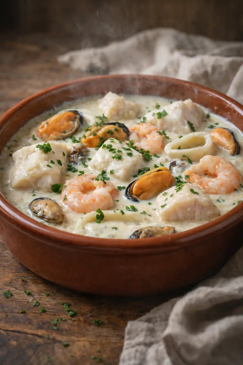 Cassolette de Fruits de Mer et Poisson à la Crème