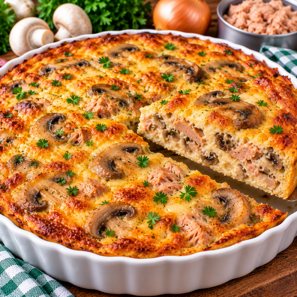 Quiche Sans Pâte au Thon et Champignons