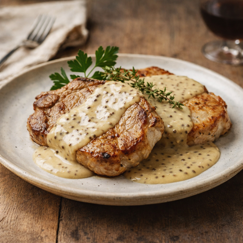 Côtes de porc à la sauce moutarde