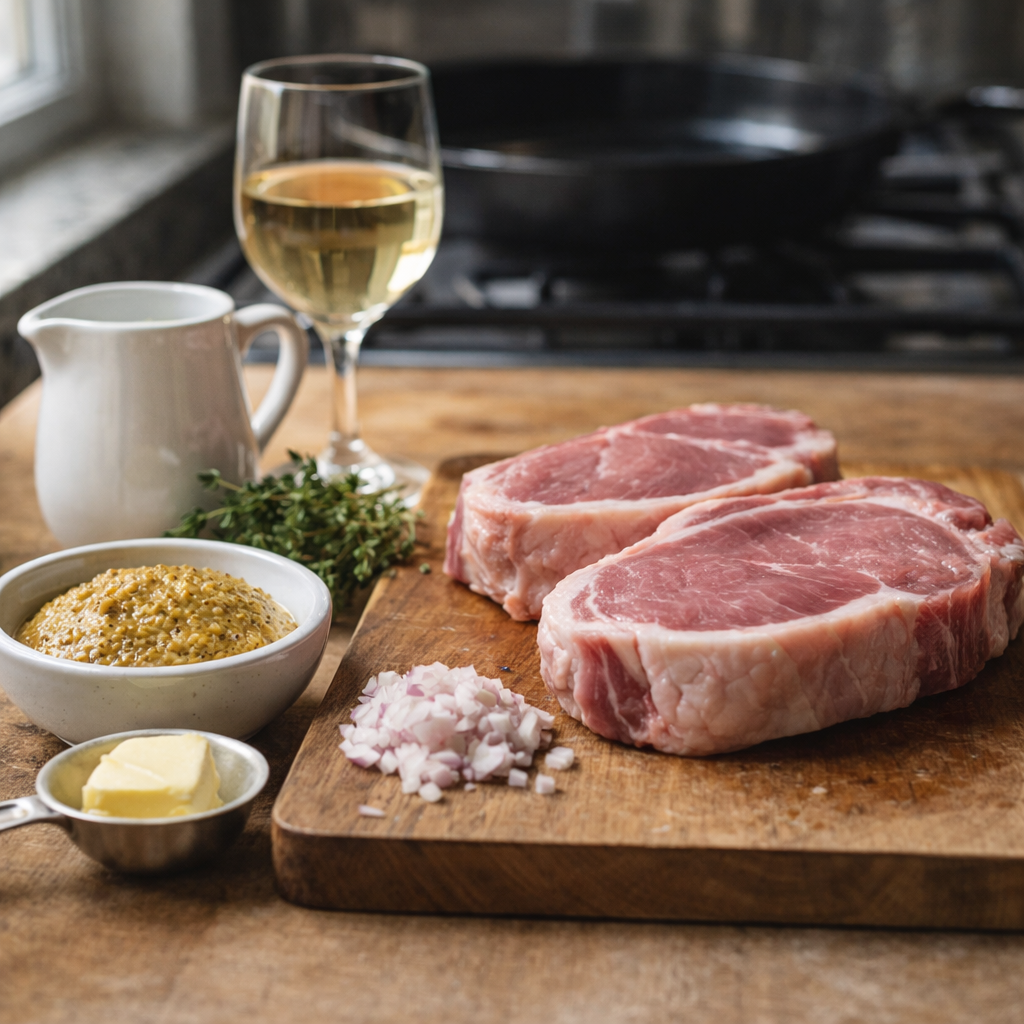 Côtes de porc à la sauce moutarde