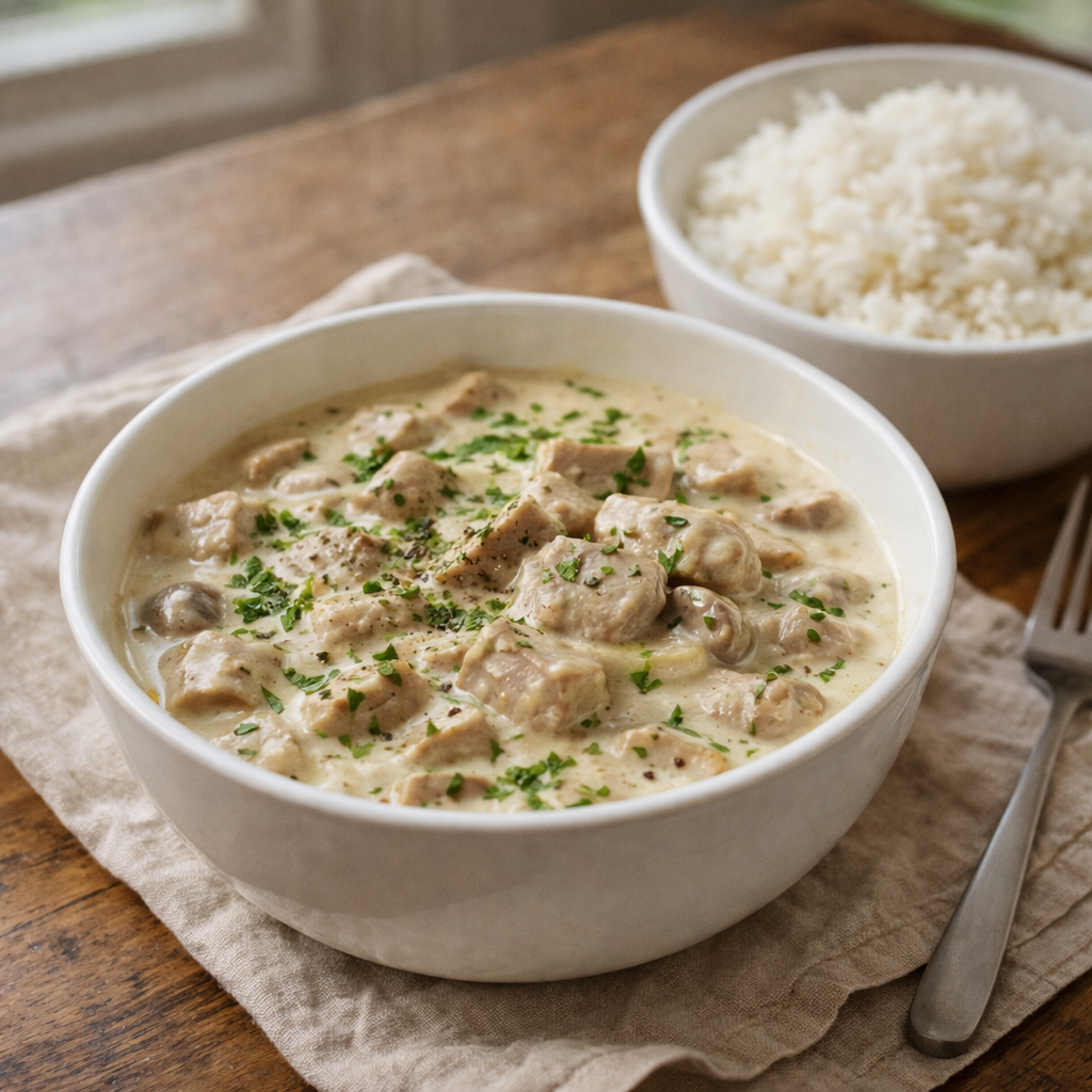 Blanquette de filet mignon de porc aux champignons