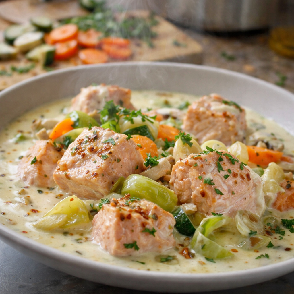 Blanquette de saumon aux légumes