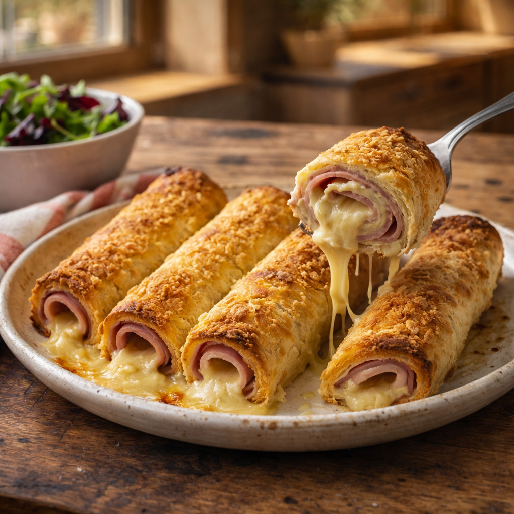 Rouleaux de pain de mie au jambon et au fromage