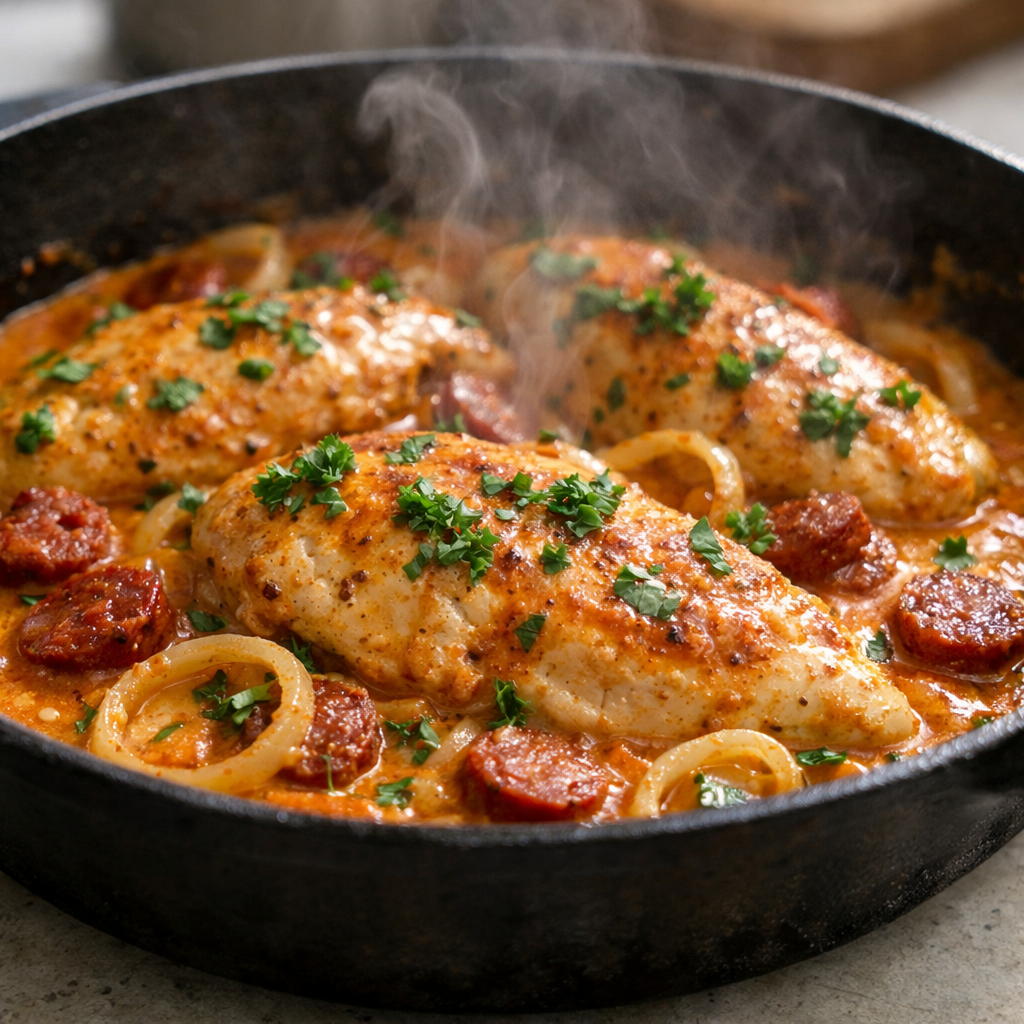 Poulet crémeux au chorizo