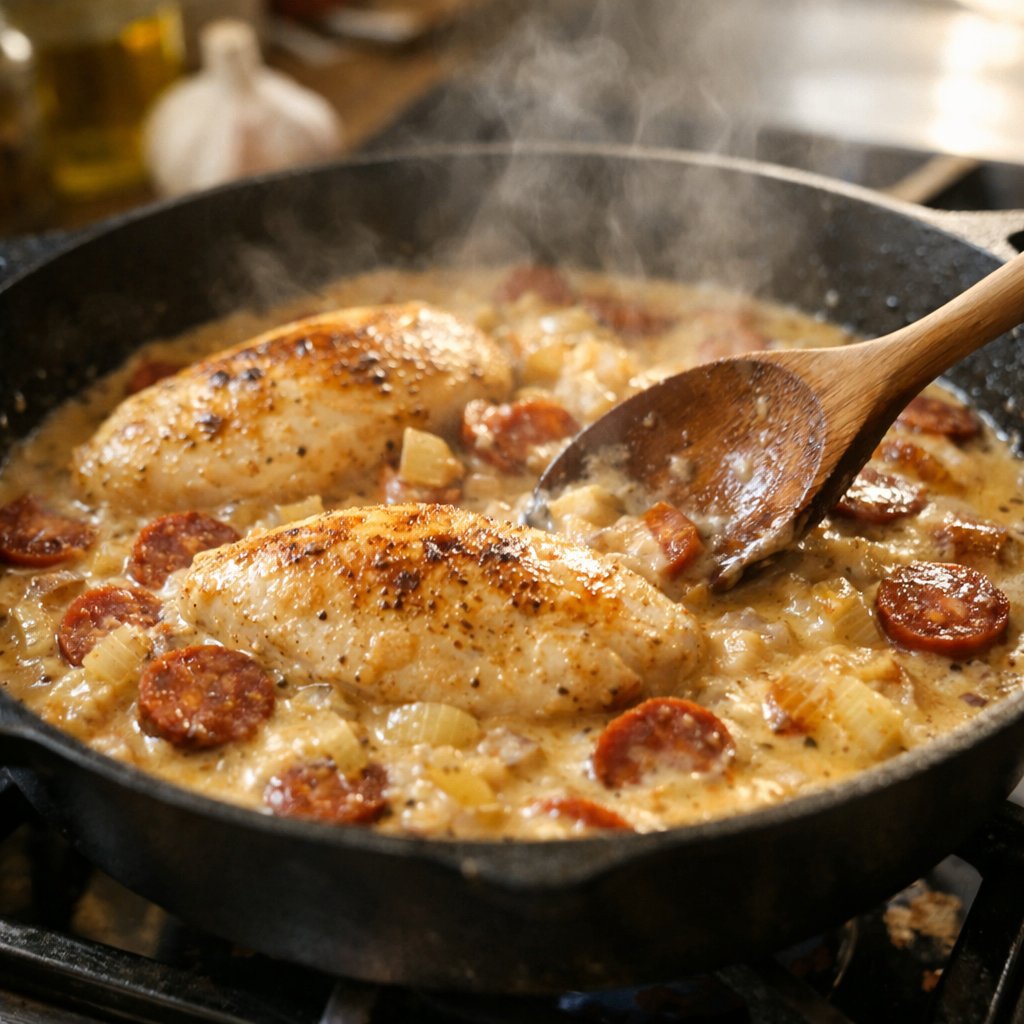 Poulet crémeux au chorizo