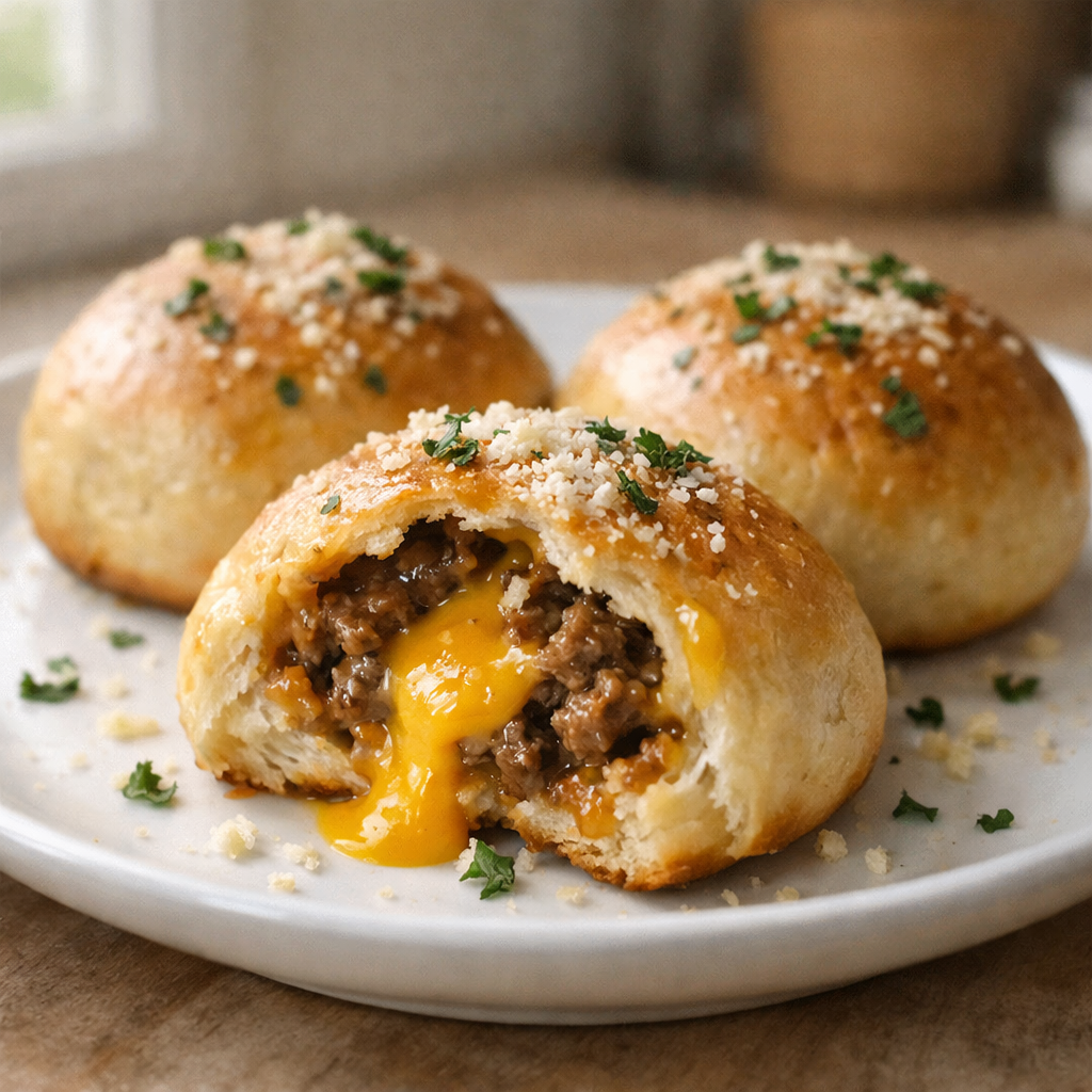 Bombes au cheeseburger à l’ail et au parmesan