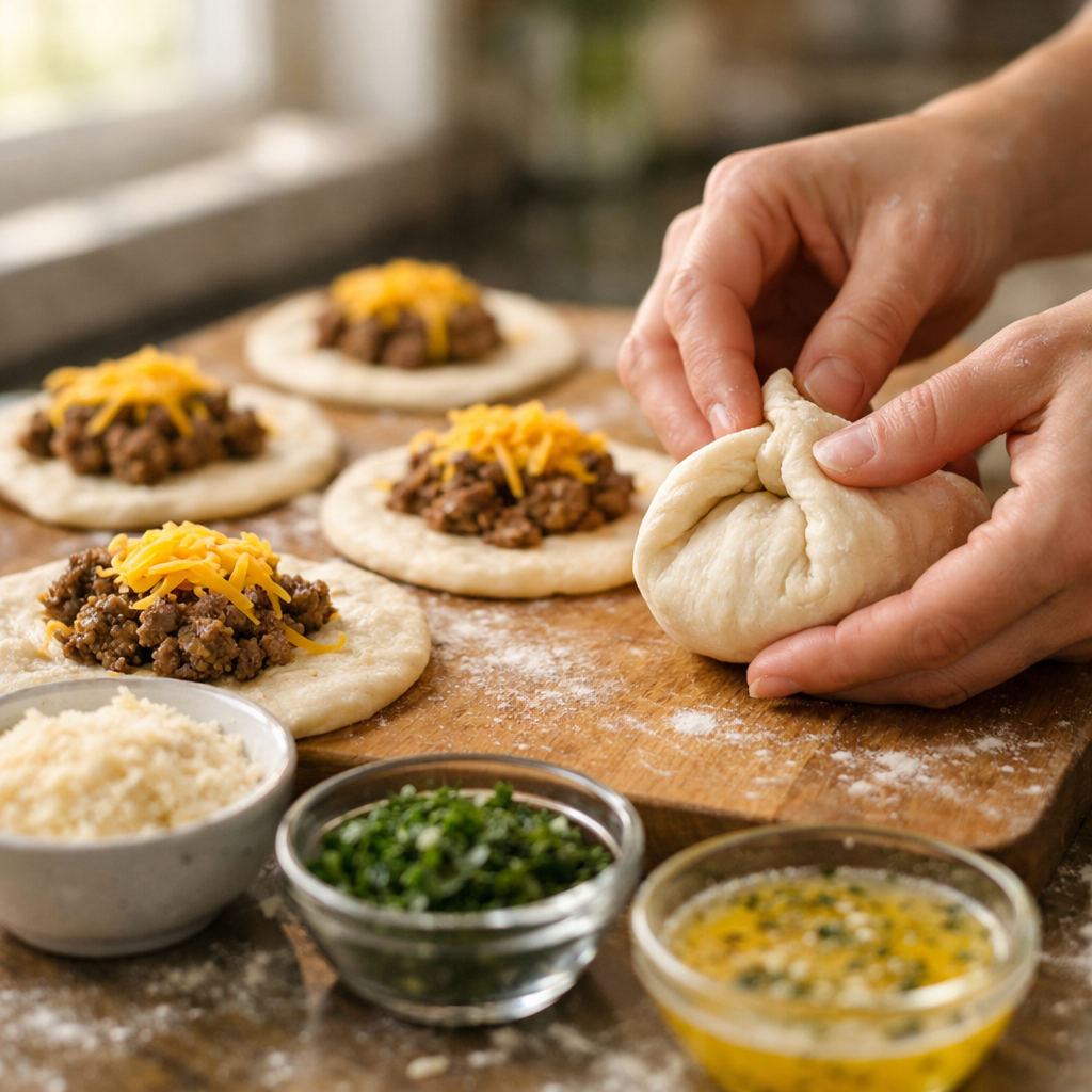 Bombes au cheeseburger à l’ail et au parmesan