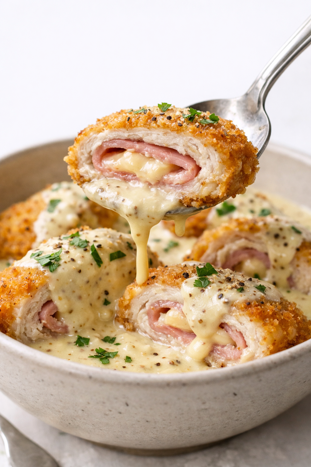 Cordon-bleu de poulet crémeux et croustillant