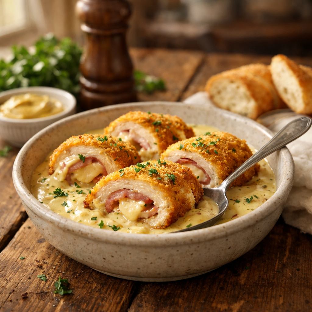 Cordon-bleu de poulet crémeux et croustillant